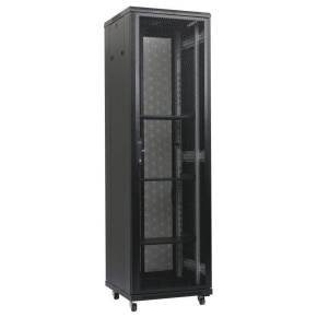 XtendLan 19" stojanový rozvaděč 47U 600x1000, nosnost 1000kg, perforované dveře i záda, kolečka, rozložený, černý