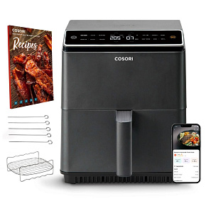 Cosori Dual Blaze 6.4L SMART horkovzdušná fritéza + 5x špíz a gril. rošt, černá Cosori Dual Blaze 6.4L SMART horkovzdušná fritéza + 5x špíz a gril. rošt, černá