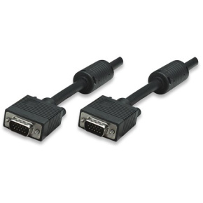 MANHATTAN kabel SVGA k monitoru s feritovými jádry, HD15 Male / HD15 Male, 4,5m, Black