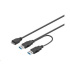 PREMIUMCORD Kabel USB 3.0 2xA - micro (M/F) 30cm DUÁLNÍ (extra napájení)