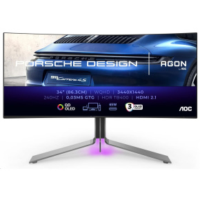BAZAR - AOC MT OLED LCD WLED 34" PD34 - OLED,3440x1440,240Hz,0,03ms,2xHDMI,DP,USB-C,USB 3.2,repro,zakriven - rozbale
