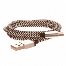 CELLFISH pletený datový kabel z nylonového vlákna, USB-C, 1 m, stříbrná