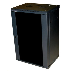 XtendLan 19" nástěnný rozvaděč 18U 600x450, nosnost 60 kg, skleněné kouřové dveře, svařovaný, černý