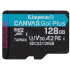 Kingston MicroSDXC karta 128GB Canvas Go! Plus, R:170/W:90MB/s, Class 10, UHS-I, U3, V30, A2