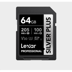 Lexar SDXC Professional SILVER Plus 1066x UHS-I/U3/A2/4K R205/W100 (V30) 64GB