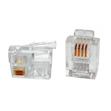 Konektor RJ11 (6p4c), 3µm, licna - 100 ks Konektor RJ11 (6p4c), 3µm, licna - 100 ks