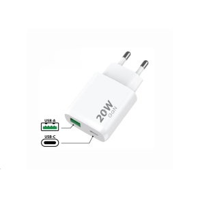 WG - Síťová nabíječka 2x USB, 1x USB-C PD 20W + 1x USB-A QC3.0 18W, white