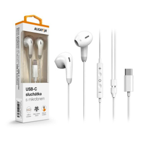 ALIGATOR sluchátka AE007 Cool Music, USB-C, bílá