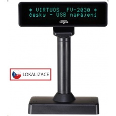 Virtuos VFD zákaznický displej Virtuos FV-2030B 2x20 9mm, USB, černý Virtuos VFD zákaznický displej Virtuos FV-2030B 2x20 9mm, USB, černý