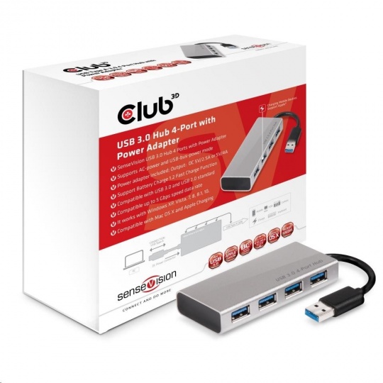 Club3D USB 3.1 Hub 4 porty s napájecím adaptérem
