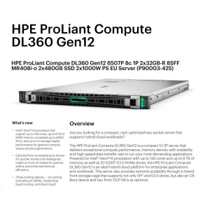 HPE PL DL360g12 6507P (3.5G/8C) 2x32G (P69727) 2x480G MR408i-o 8SFF 2x1000W 2p10G-T NBD333 Smart Choice HPE PL DL360g12 6507P (3.5G/8C) 2x32G (P69727) 2x480G MR408i-o 8SFF 2x1000W 2p10G-T NBD333 Smart Choice