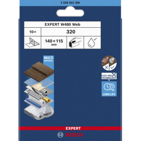 Bosch EXPERT W480 Web 1/4 ruční brusná síť, 115 × 140 mm, G320