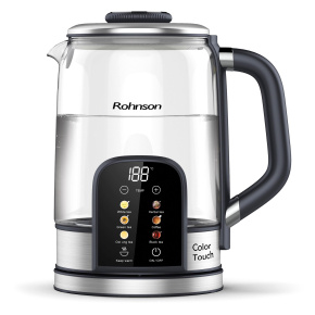 Rohnson Color Touch rychlovarná konvice, 2200 W, 6 teplot, 1.7 l, LED displej, dotykový ovládací panel, sklo