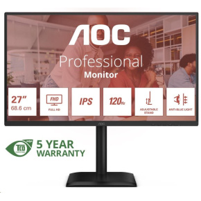 AOC MT 27" 27E4U - 1920x1080,IPS,120Hz,1xVGA,1xHDMI,1xDP,USBhub,Repro,Pivot