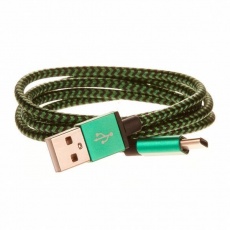CELLFISH pletený datový kabel z nylonového vlákna, USB-C, 1 m, zelená
