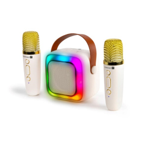 CONNECT IT Karaoke party reproduktor 2Mic, bezdrátový + 2x mikrofon, béžová CONNECT IT Karaoke party reproduktor 2Mic, bezdrátový + 2x mikrofon, béžová