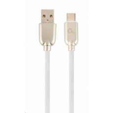 GEMBIRD Kabel USB-A na USB-C kabel (AM/CM), 2m, pogumovaný, bílý, blister
