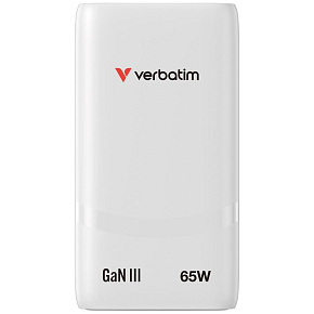 VERBATIM GaN Nabíječka Fold 'n' Go 65W, 2xUSB-C, bílá