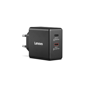 LENOVO napájecí adaptér Dual USB-C 65W GaN Charger Black - EU