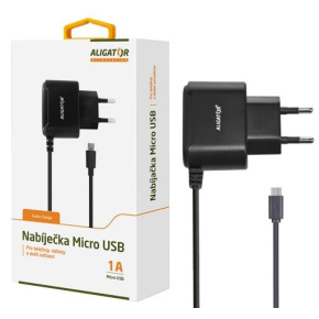 Aligator síťová nabíječka Turbo charge, microUSB 1A, černá