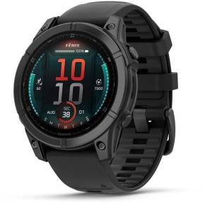 Garmin fenix® E – 47 mm, AMOLED, Slate grey steel / Černý silikonový řemínek, EU