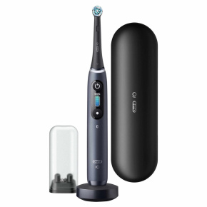 Oral-B iO8 Black Onyx elektrický zubní kartáček, magnetický, 6 režimů, časovač, tlakový senzor, pouzdro, černý