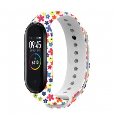 Rhinotech řemínek pro Xiaomi Mi Band 3 / 4 bílá - motiv květy Rhinotech řemínek pro Xiaomi Mi Band 3 / 4 bílá - motiv květy