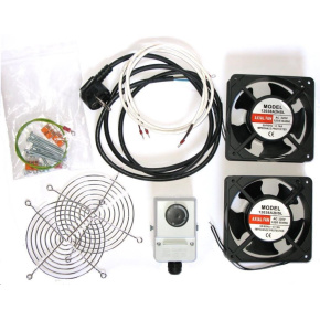 19" ventilace pro nástěnné rozvaděče XtendLan, termostat, 2 ventilátory, napájecí kabel, spojovací materiál