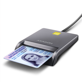 AXAGON CRE-SM3T, USB-A FlatReader čtečka kontaktních karet Smart card (eObčanka), kabel 1.3m