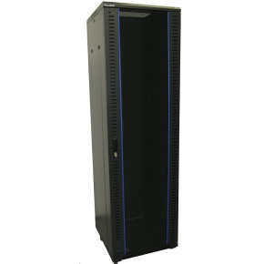 BAZAR - XtendLan 19" stojanový rozvaděč 42U 600x800, nosnost 500kg, skleněné dveře, plná záda, kolečka,černý - odřeno