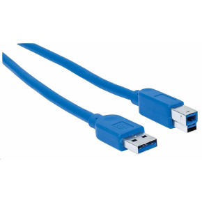 Manhattan USB kabel, USB-A Male na USB-B Male, USB 3.0, 5 Gbps, 0.5m, modrá