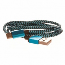 CELLFISH pletený datový kabel z nylonového vlákna, USB-C, 1 m, modrá