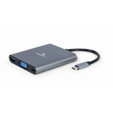 CABLEXPERT USB-C 6-in-1 multi-port adapter (Hub3.1 + HDMI + VGA + PD + čtečka karet + stereo audio)