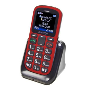 Aligator A321 Senior Dual SIM, červená-černá + nabíjecí stojánek
