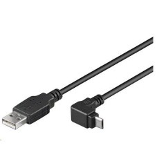 PremiumCord Kabel micro USB 2.0, A-B, konektor do úhlu 90° 3m (černý)