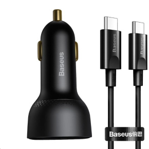Baseus Supreme rychlo nabíječka do auta s digitálním displejem PPS 1x USB-A, 1x Type-C 95W + Xiaobai kabel Type-C/Type-C