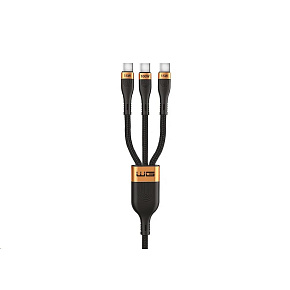 WG - Datový kabel 3v1 Type-C na 3x Type-C, 1,2 metru, 100 W + 15 W + 15 W, černá